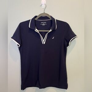 Nautica Women’s Dark Blue Polo with White Accents